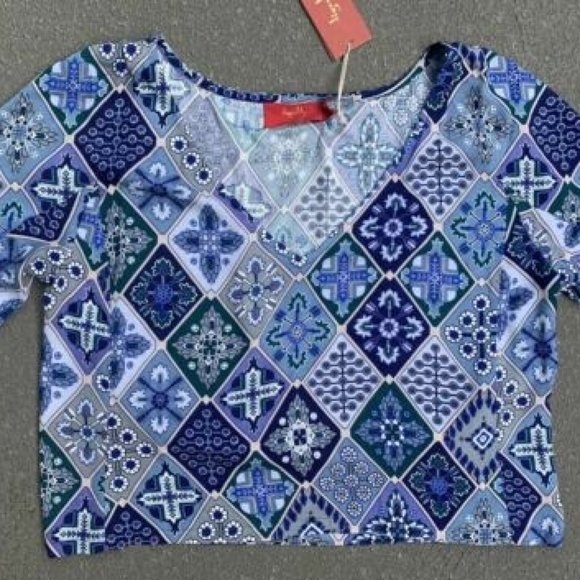 TIGERLILY Juju Boho Patchwork Blue Crop Top NWT RRP$130 - Picture 11 of 15